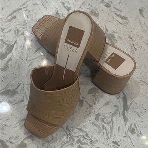 Dolce Vita Croc-Embossed Tan Mules